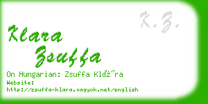 klara zsuffa business card